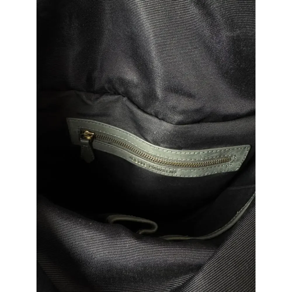 Joelle Hawkens Crossbody Bag Gray Green Victory Foldover Leather Chic Boho EUC